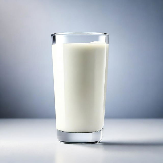 A high-quality, realistic digital art depicting a full glass of fresh milk