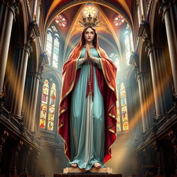 A majestic depiction of Our Lady Maria, portrayed as a powerful figure symbolizing the God of Thunder