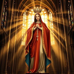 A majestic depiction of Our Lady Maria, portrayed as a powerful figure symbolizing the God of Thunder