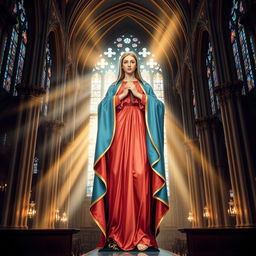 A majestic depiction of Our Lady Maria, portrayed as a powerful figure symbolizing the God of Thunder
