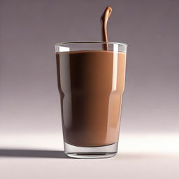 A hyper-realistic digital art illustration of a glass of chocolate milk