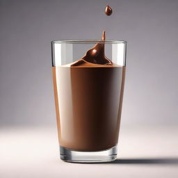 A hyper-realistic digital art illustration of a glass of chocolate milk