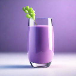 A hyper-realistic digital art representation of a glass filled with grape milk