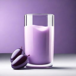 A hyper-realistic digital art representation of a glass filled with grape milk