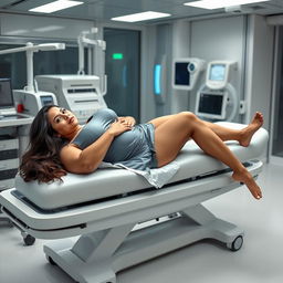 A full-body image of a stunning 48-year-old MILF woman, showcasing her Venezuelan features and curvy physique