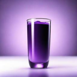 A hyper-realistic digital art image depicting a glass of purple milk