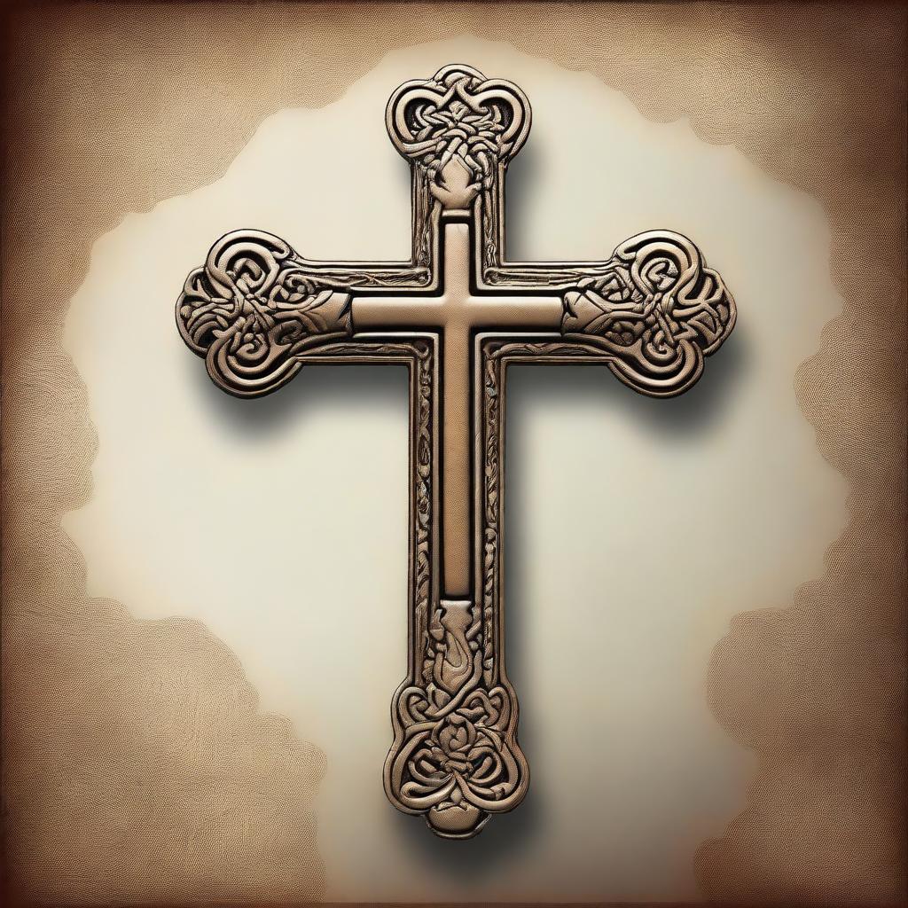 A high-quality digital art image of a beautifully crafted cross