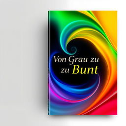 A visually striking book cover design showcasing the gradual transition from monochrome gray to vibrant colors