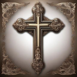 A high-quality digital art image of a beautifully crafted cross