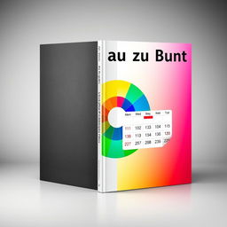 A captivating book cover design titled 'Von Grau zu Bunt' that incorporates a calendar and a color wheel