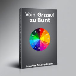 A visually striking book cover design for 'Von Grau zu Bunt' by author Maxime Mustermaxime