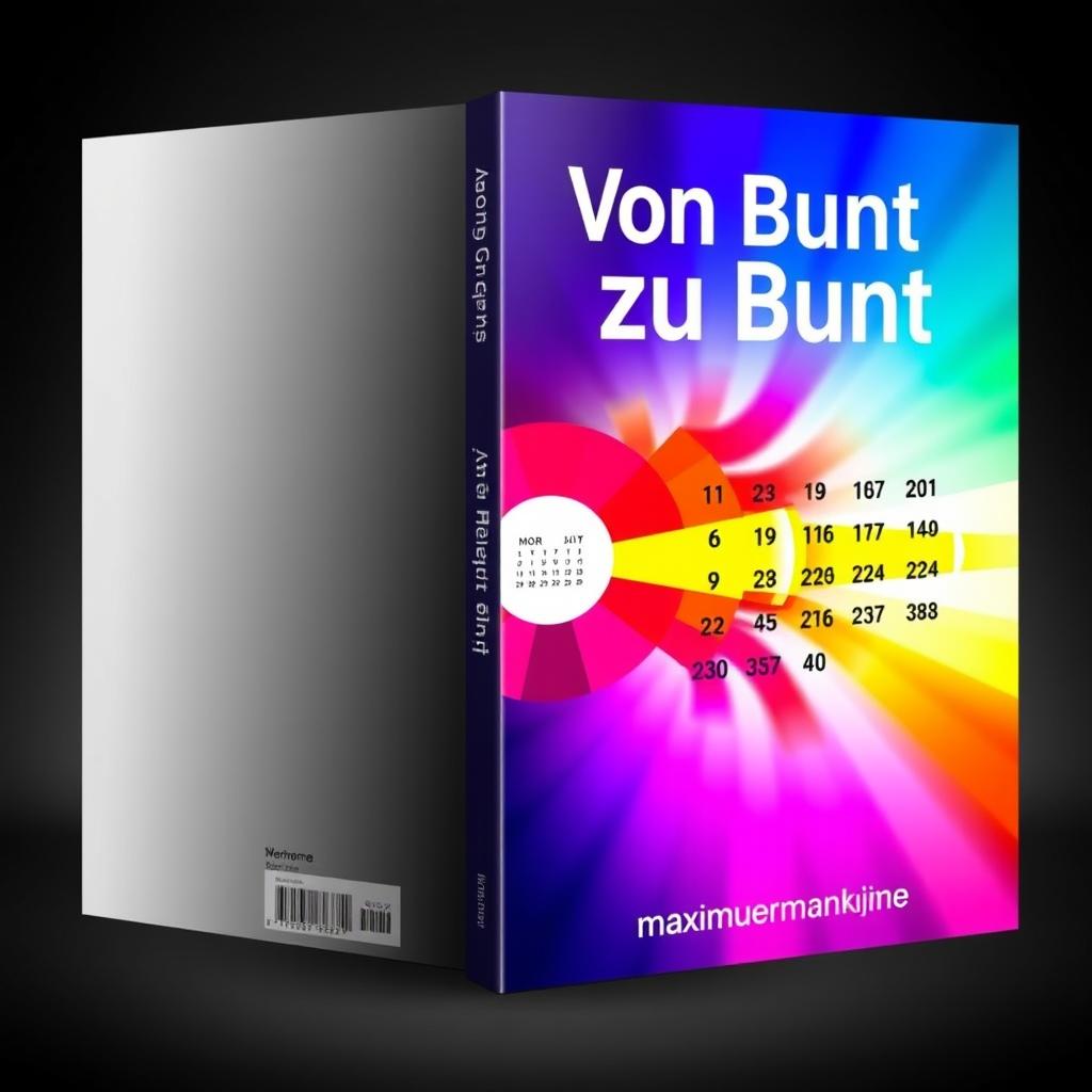 A visually striking book cover design for 'Von Grau zu Bunt' by author Maxime Mustermaxime