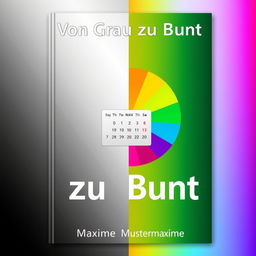 A visually striking book cover design for 'Von Grau zu Bunt' by author Maxime Mustermaxime