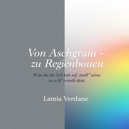 An inspiring book cover design for 'Von Aschgrau zu Regenbogen - Wie du von "Ich kann nicht" zu "Ich will" kommst' by author Lamia Verdane