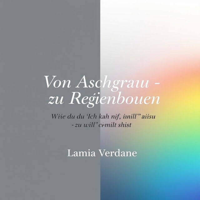 An inspiring book cover design for 'Von Aschgrau zu Regenbogen - Wie du von "Ich kann nicht" zu "Ich will" kommst' by author Lamia Verdane