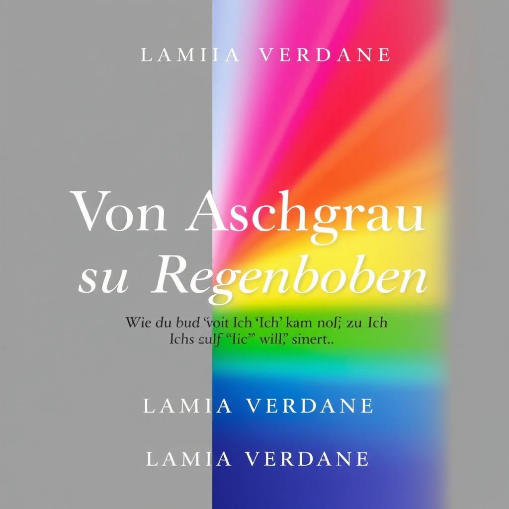 An inspiring book cover design for 'Von Aschgrau zu Regenbogen - Wie du von "Ich kann nicht" zu "Ich will" kommst' by author Lamia Verdane