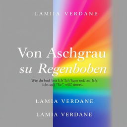 An inspiring book cover design for 'Von Aschgrau zu Regenbogen - Wie du von "Ich kann nicht" zu "Ich will" kommst' by author Lamia Verdane