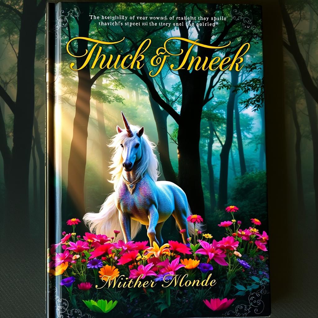 A stunning book cover featuring an enchanting forest illuminated by soft, ethereal light filtering through the trees