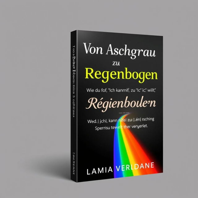 An eye-catching book cover for 'Von Aschgrau zu Regenbogen - Wie du von "Ich kann nicht" zu "Ich will" kommst' by author Lamia Verdane