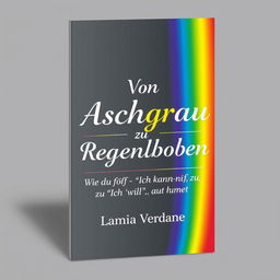 An eye-catching book cover for 'Von Aschgrau zu Regenbogen - Wie du von "Ich kann nicht" zu "Ich will" kommst' by author Lamia Verdane