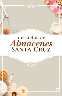 Professional cover design for a baking products distributor, featuring the title 'Gestión de Almacenes Santa Cruz'