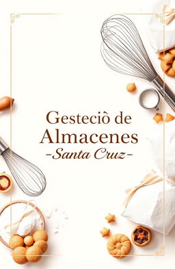 Professional cover design for a baking products distributor, featuring the title 'Gestión de Almacenes Santa Cruz'