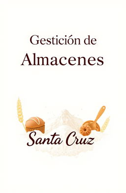 A professional and modern cover design for a baking products distributor, featuring the title 'Gestión de Almacenes Santa Cruz'