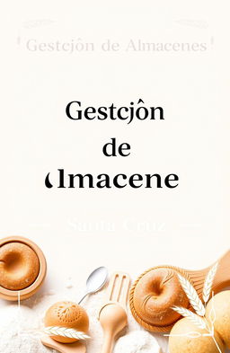 A professional and modern cover design for a baking products distributor, featuring the title 'Gestión de Almacenes Santa Cruz'