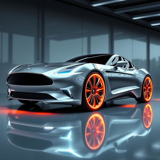 A captivating digital artwork of a futuristic Ford Thunderbird, envisioned as a stunning supercar from the future