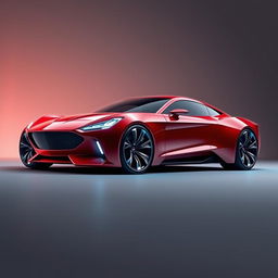 A stunning digital artwork of a futuristic red Ford Thunderbird, envisioned as a supercar from the future