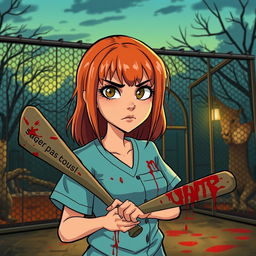 A horror slasher cartoon image titled 'Cages Past Dusk'
