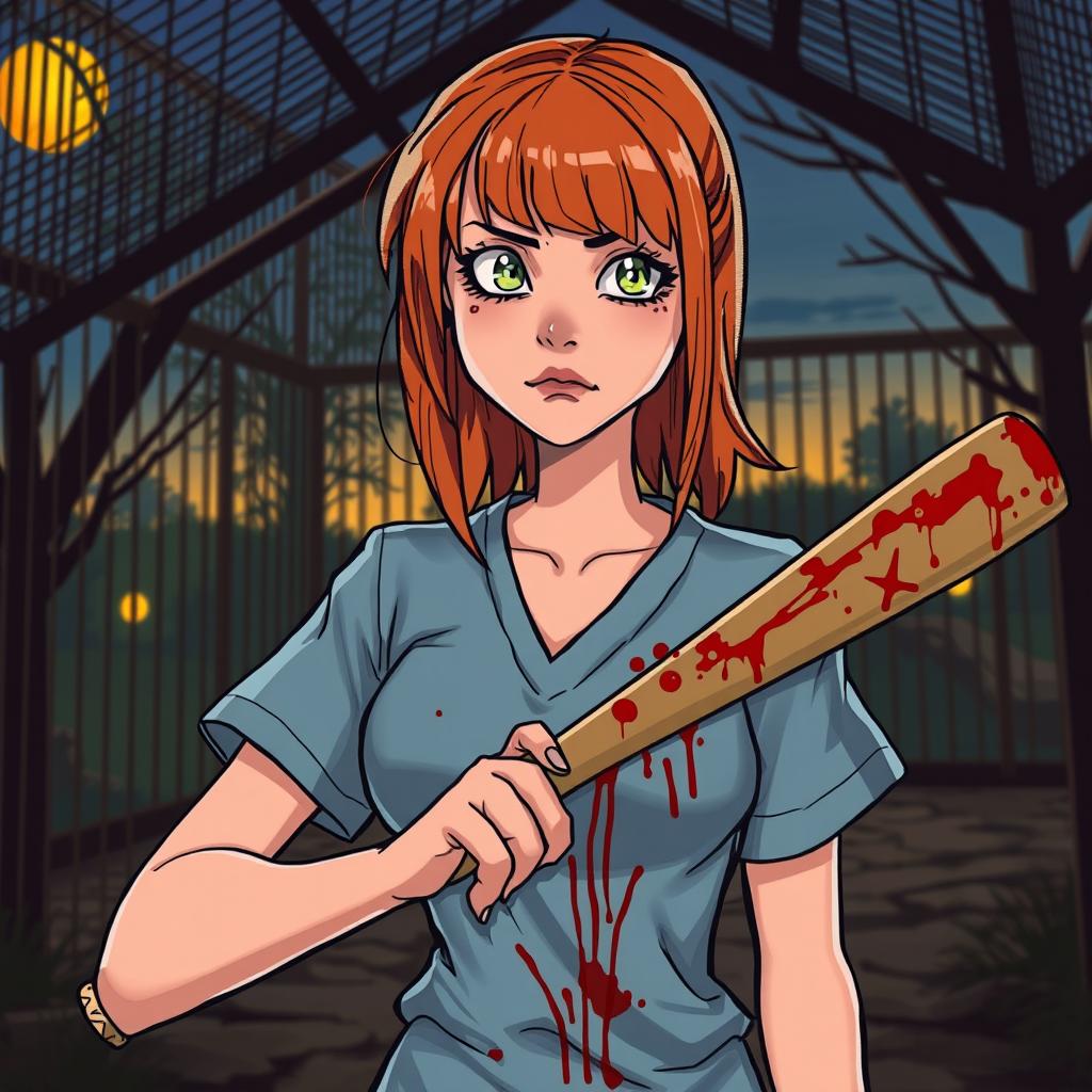 A horror slasher cartoon image titled 'Cages Past Dusk'