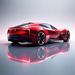 A mesmerizing digital artwork of a futuristic red Fiat 129, envisioned as a supercar from the future
