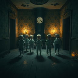 A chilling scene inside a scary, decrepit old house