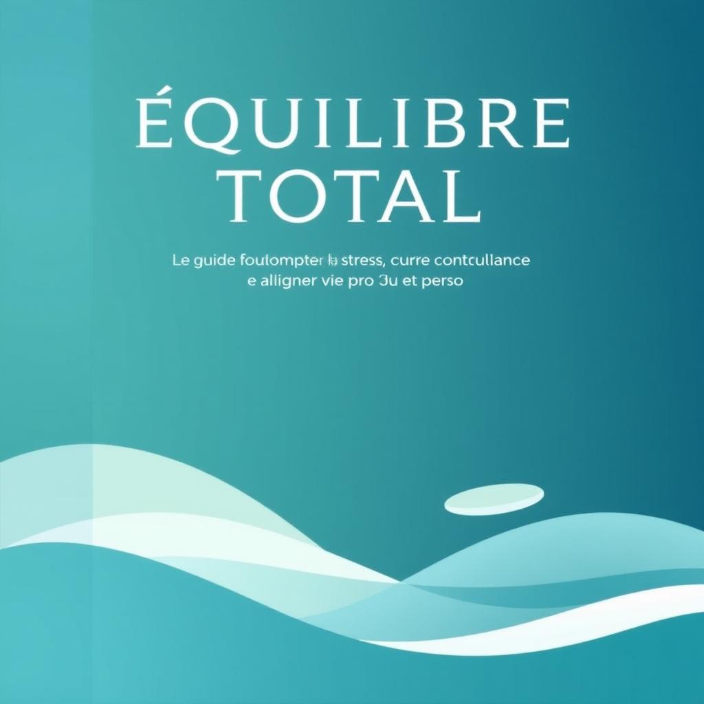 A visually striking eBook cover titled 'Équilibre Total: Le Guide pour Dompter le Stress, Cultiver la Confiance et Aligner Vie Pro et Perso'