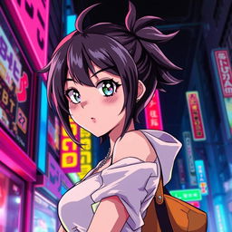 A vibrant and dynamic anime illustration of a confident adult character