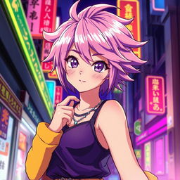 A vibrant and dynamic anime illustration of a confident adult character