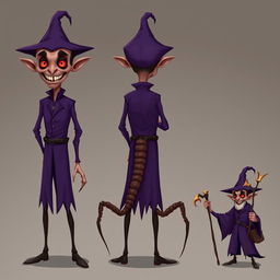 A mysterious villain character transforming into a menacing figure resembling a hybrid of a tarantula and a centipede