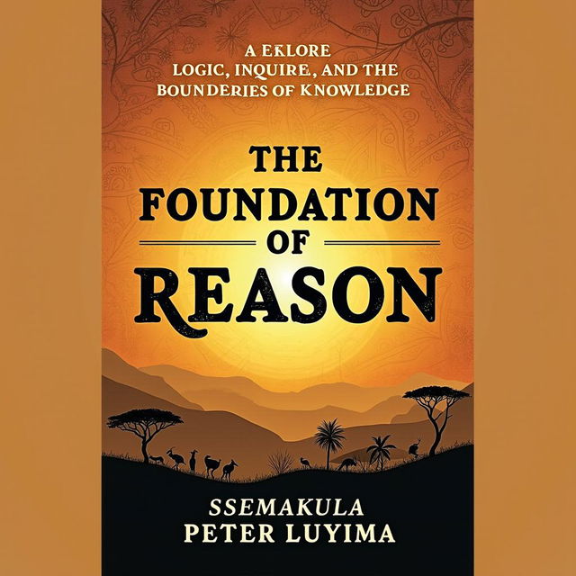 A captivating book cover design for "The Foundation of Reason: Logic, Inquiry, and the Boundaries of Knowledge" by Ssemakula Peter Luyima