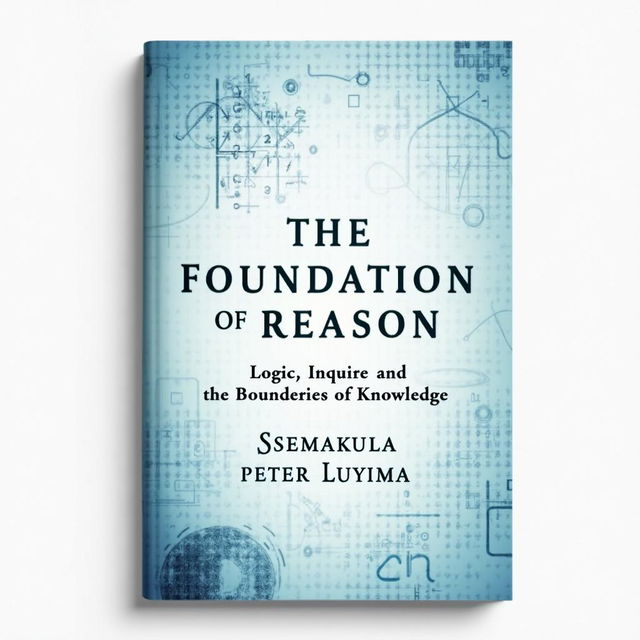 A thought-provoking book cover design for "The Foundation of Reason: Logic, Inquiry, and the Boundaries of Knowledge" by Ssemakula Peter Luyima, centered around scientific philosophy