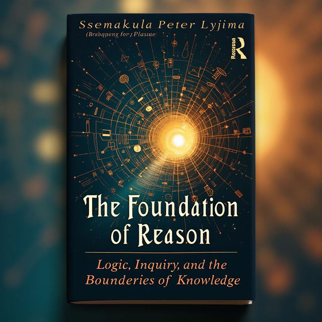 A sophisticated book cover design for the title 'The Foundation of Reason: Logic, Inquiry, and the Boundaries of Knowledge'