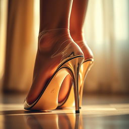 A close-up shot of elegant high-heeled shoes, showcasing a pair of beautiful feet adorned with perfectly manicured nails