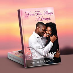 A captivating book cover design featuring the title "Forever, For Always, For Love" prominently displayed in elegant, romantic font at the top