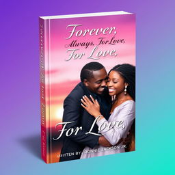 A captivating book cover design featuring the title "Forever, For Always, For Love" prominently displayed in elegant, romantic font at the top