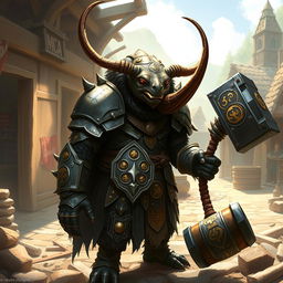 In a captivating fantasy world, a striking beetle-like humanoid stands proudly, resembling a fascinating blend of a rhinoceros beetle and a human