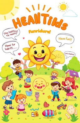 A colorful and engaging illustration that depicts a fun guide for kids on healthy habits
