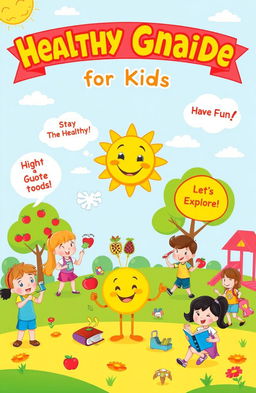 A colorful and engaging illustration that depicts a fun guide for kids on healthy habits