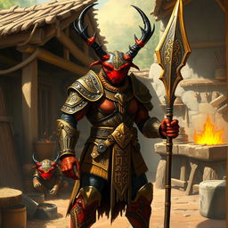 In an enchanting avatar-like fantasy world, the scene features a beetle-like humanoid that combines the traits of a Crab Stag Beetle and a human