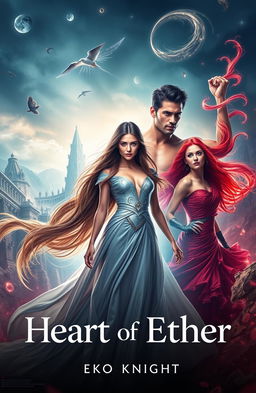 An epic fantasy movie poster for the trilogy 'Heart of Ether' by Eko Knight