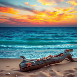 A stunning and symbolic visual representation of the endless ocean, featuring a vast horizon where the sea meets the sky, creating a sense of infinity